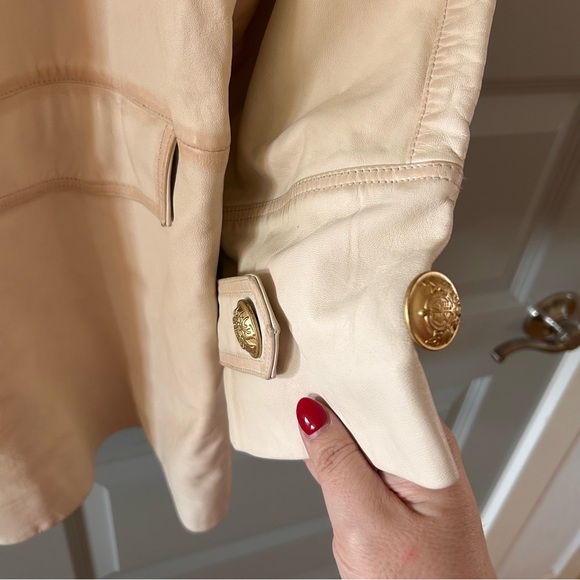 NWT Free People Top Notch Leather Jacket Pea Coat Conch - Picture 8 of 9